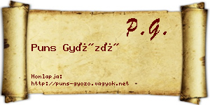 Puns Győző névjegykártya